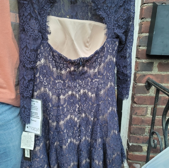 Eliza J Navy Blue Illusion Lace 3/4 Sleevesz6 - Picture 2 of 4